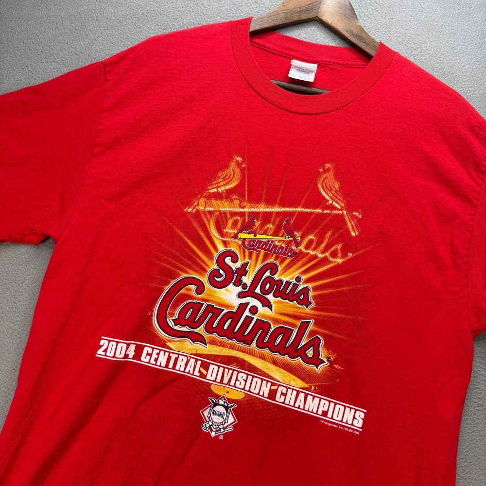 VTG St. Louis Cardinals Graphic T-Shirt Mens L Red Cotton MLB 2004 Tee Baseball